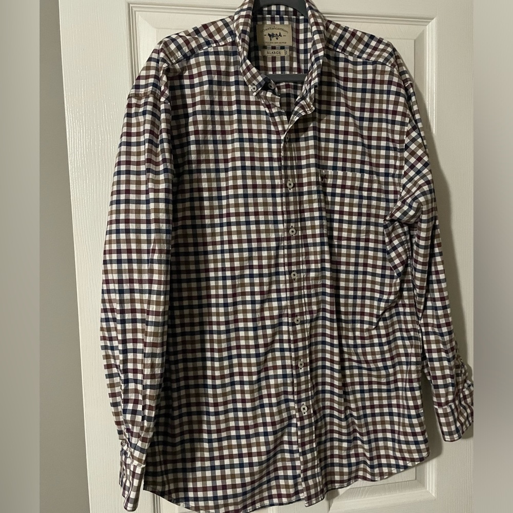 Men’s Coastal Cotton button down XL red/blue plaid